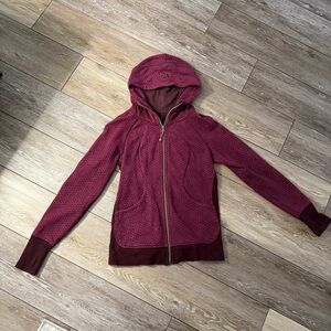Lululemon Full Zip Sweatshirt Scuba Hoodie Size 8 Pink Purple Geometric Pattern